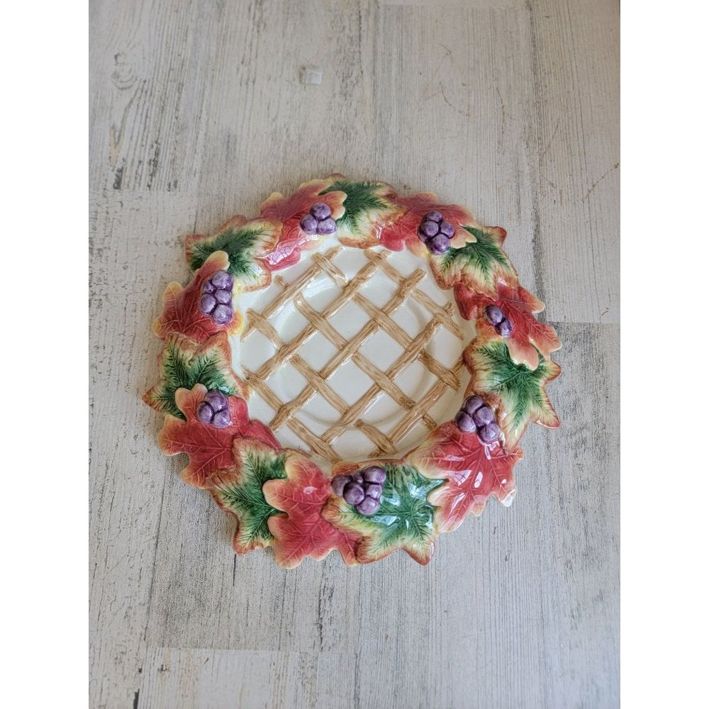 Fitz Floyd Autumn candle holder plate harvest